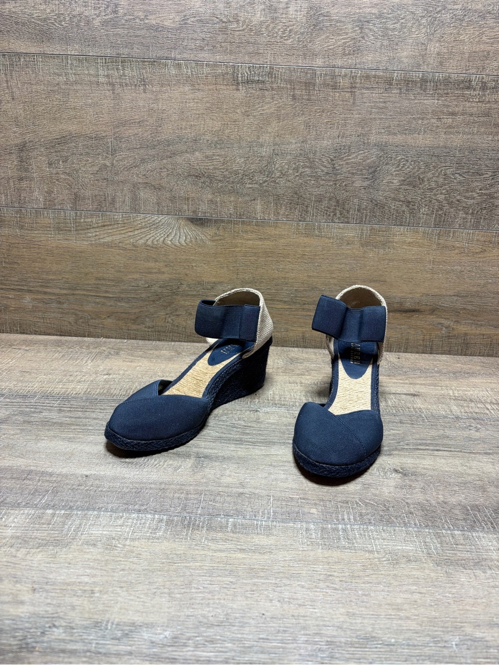 Polo by Ralph Lauren Navy Espadrille Wedge Sandals with Ankle Strap